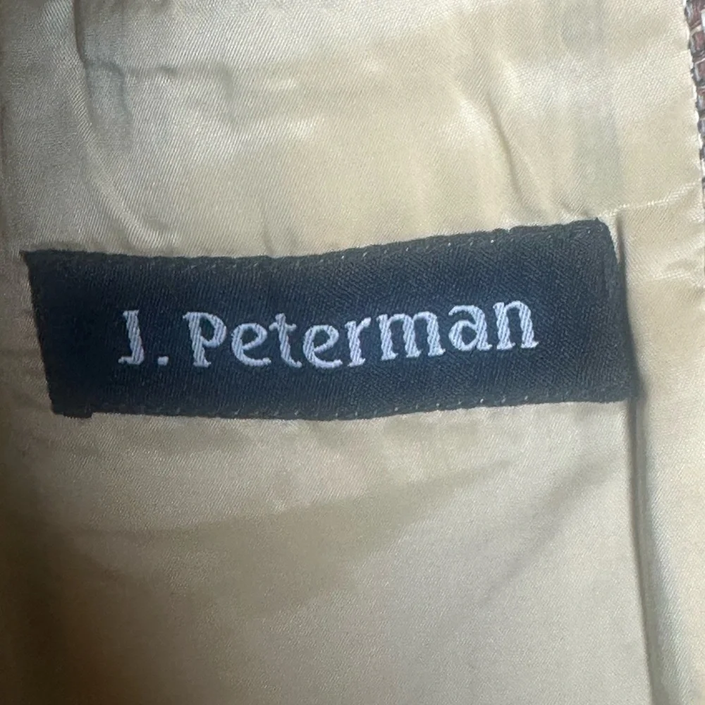 J. Peterman 100% Silk TweedTan Old Money Two Button Blazer/Sport Coat, Size 42